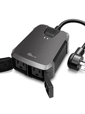 2 in 1 Outdoor Smart Dimmer Plug, 2 Individual Control Sockets, 600W, Alexa